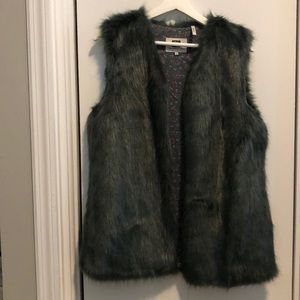 Sage green faux fur vest